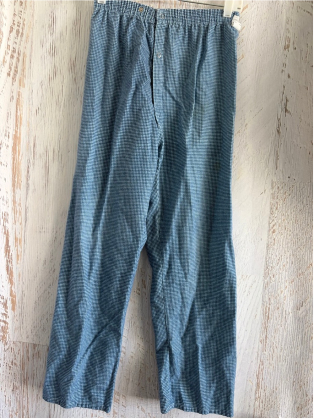 Vintage Boys Montgomery Ward Pajama Set L Blue Checkered Print - Picture 7 of 9